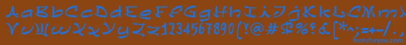 フォントChinezeLtMedium – 茶色の背景に青い文字