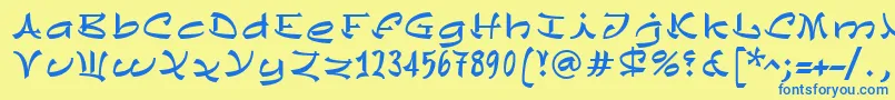 フォントChinezeLtMedium – 青い文字が黄色の背景にあります。