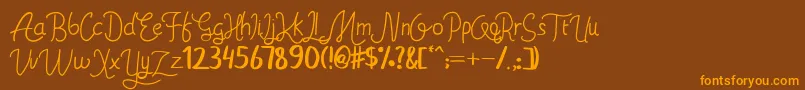 Weitere Informationen zur Ahsley-Schriftart Ahsley-Schriftart – Orangefarbene Schriften auf braunem Hintergrund