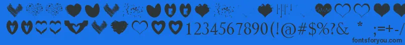 SexyLoveHearts Font – Black Fonts on Blue Background