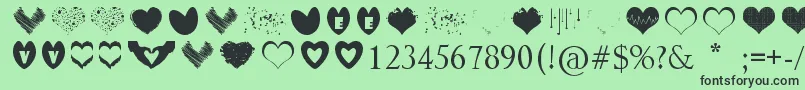SexyLoveHearts Font – Black Fonts on Green Background