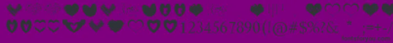 フォントSexyLoveHearts – 紫の背景に黒い文字
