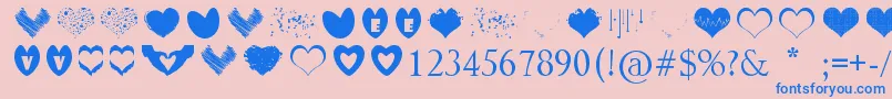 SexyLoveHearts Font – Blue Fonts on Pink Background