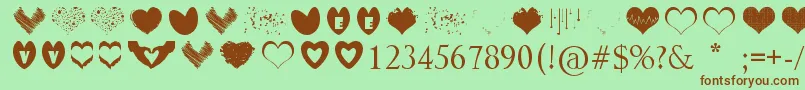 SexyLoveHearts Font – Brown Fonts on Green Background