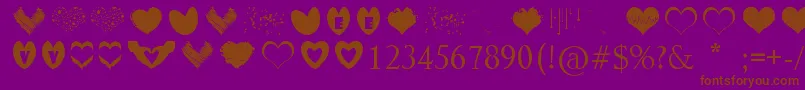 SexyLoveHearts Font – Brown Fonts on Purple Background