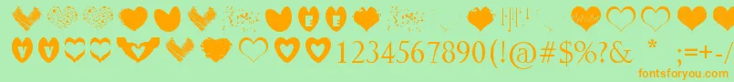 SexyLoveHearts Font – Orange Fonts on Green Background