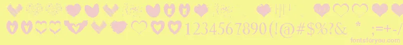 SexyLoveHearts Font – Pink Fonts on Yellow Background