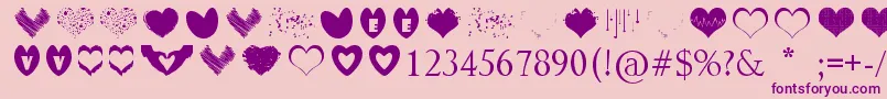 Fonte SexyLoveHearts – fontes roxas em um fundo rosa