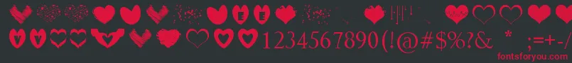 SexyLoveHearts Font – Red Fonts on Black Background