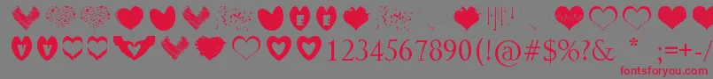 SexyLoveHearts Font – Red Fonts on Gray Background
