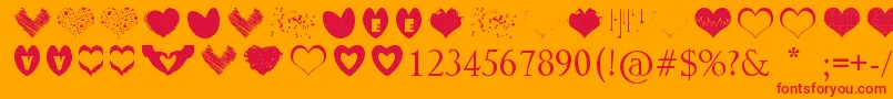 SexyLoveHearts Font – Red Fonts on Orange Background