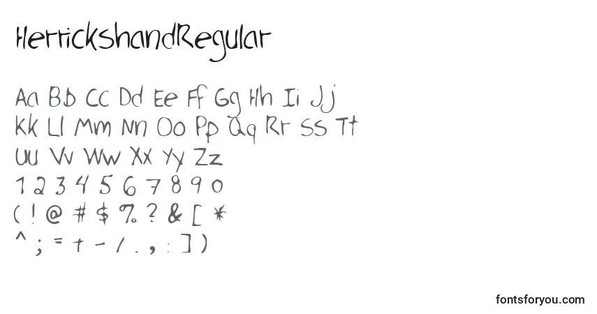 Шрифт HerrickshandRegular – алфавит, цифры, специальные символы