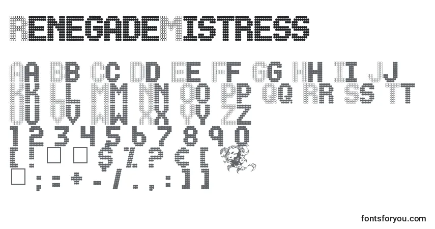 Schriftart RenegadeMistress – Alphabet, Zahlen, spezielle Symbole