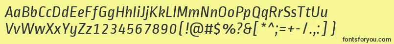 Weitere Informationen zur RopasansItalic-Schriftart RopasansItalic-Schriftart – Schwarze Schriften auf gelbem Hintergrund