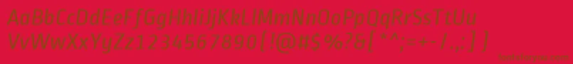 RopasansItalic-Schriftart – Braune Schriften auf rotem Hintergrund