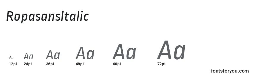Размеры шрифта RopasansItalic