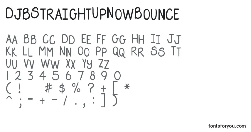 Czcionka DjbStraightUpNowBounce – alfabet, cyfry, specjalne znaki