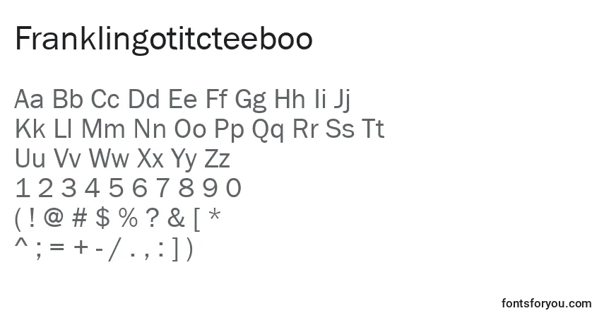 Czcionka Franklingotitcteeboo – alfabet, cyfry, specjalne znaki
