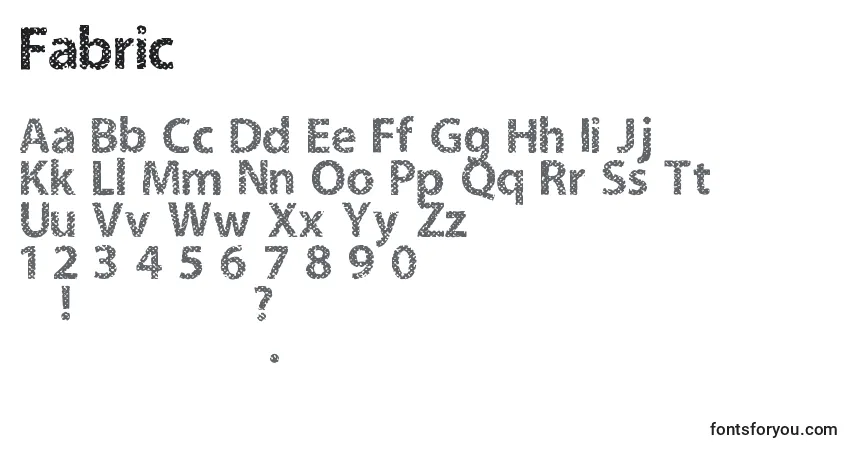 Czcionka Fabric – alfabet, cyfry, specjalne znaki
