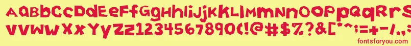 CuttingCorners-fontti – punaiset fontit keltaisella taustalla