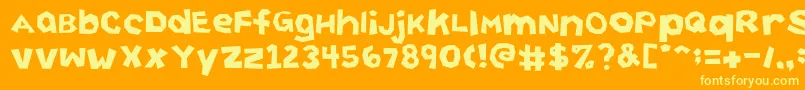 CuttingCorners-fontti – keltaiset fontit oranssilla taustalla