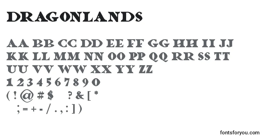 A fonte Dragonlands – alfabeto, números, caracteres especiais