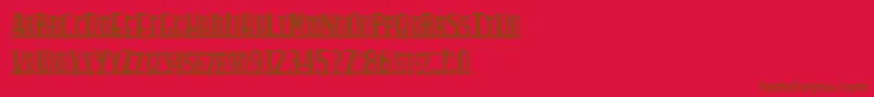 Spankysbungalow-Schriftart – Braune Schriften auf rotem Hintergrund
