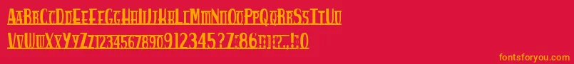 Spankysbungalow-Schriftart – Orangefarbene Schriften auf rotem Hintergrund