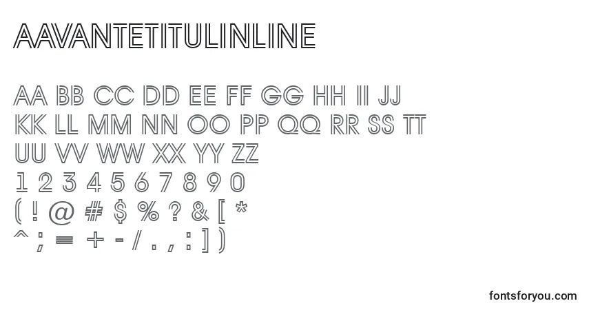 Czcionka AAvantetitulinline – alfabet, cyfry, specjalne znaki