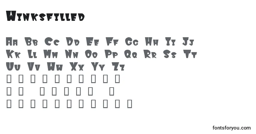 Шрифт Winksfilled – алфавит, цифры, специальные символы