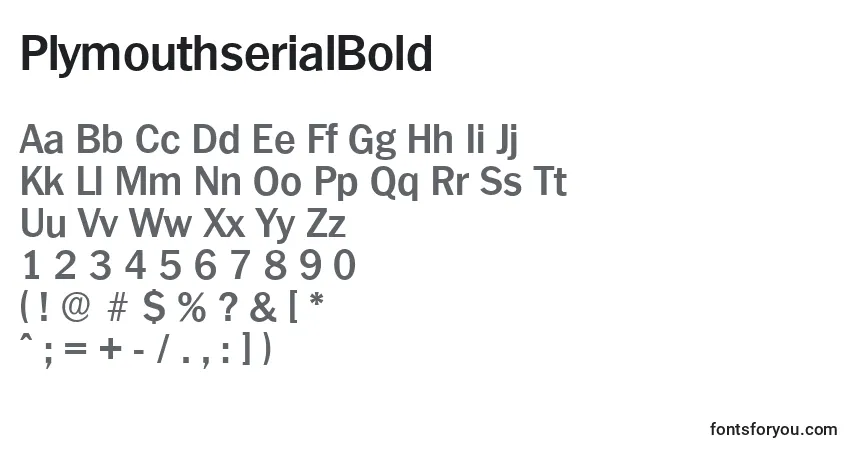 A fonte PlymouthserialBold – alfabeto, números, caracteres especiais