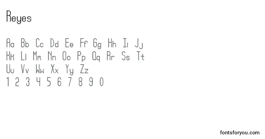Schriftart Reyes – Alphabet, Zahlen, spezielle Symbole