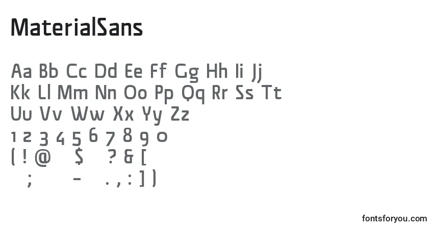Schriftart MaterialSans – Alphabet, Zahlen, spezielle Symbole