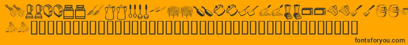 KrKitchenDings-Schriftart – Schwarze Schriften auf orangefarbenem Hintergrund