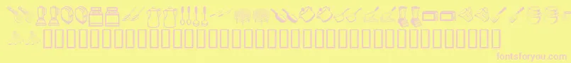 KrKitchenDings-Schriftart – Rosa Schriften auf gelbem Hintergrund