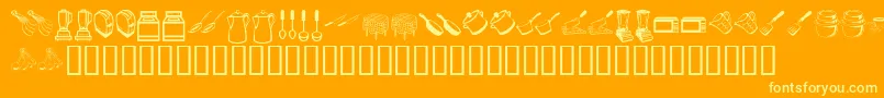 KrKitchenDings-Schriftart – Gelbe Schriften auf orangefarbenem Hintergrund