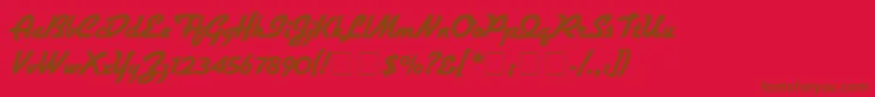 Fonte GilliesgExtrabold – fontes marrons em um fundo vermelho