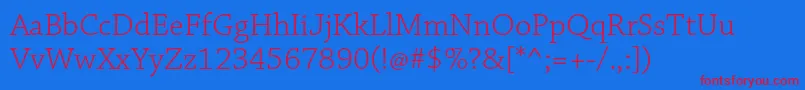 ChaparralproLight Font – Red Fonts on Blue Background