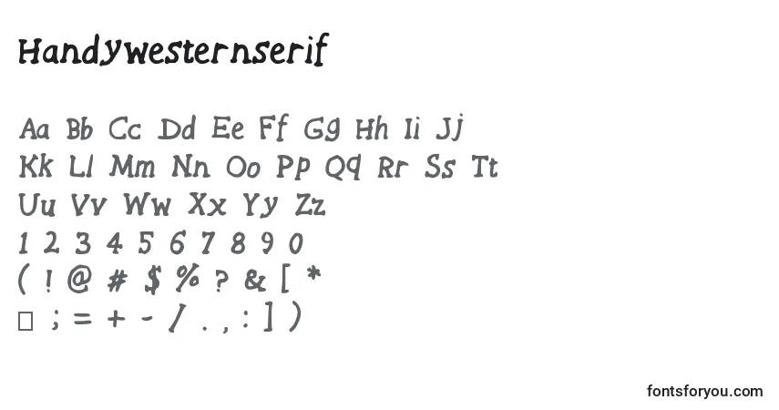 A fonte Handywesternserif – alfabeto, números, caracteres especiais