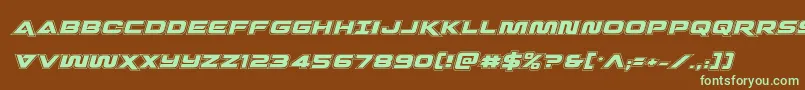 Quarkstormacadital-fontti – vihreät fontit ruskealla taustalla