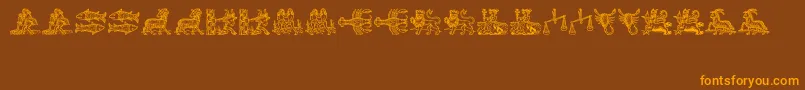 Tierkreis-Schriftart – Orangefarbene Schriften auf braunem Hintergrund