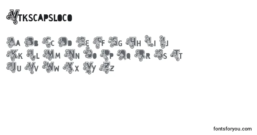 Schriftart Vtkscapsloco – Alphabet, Zahlen, spezielle Symbole
