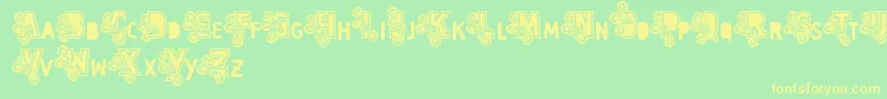 Vtkscapsloco Font – Yellow Fonts on Green Background