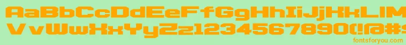 フォントD3egoistism – オレンジの文字が緑の背景にあります。