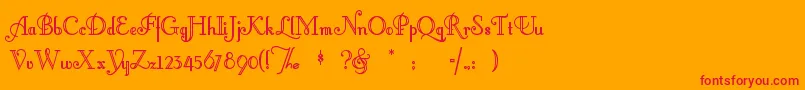 Littlelo-Schriftart – Rote Schriften auf orangefarbenem Hintergrund