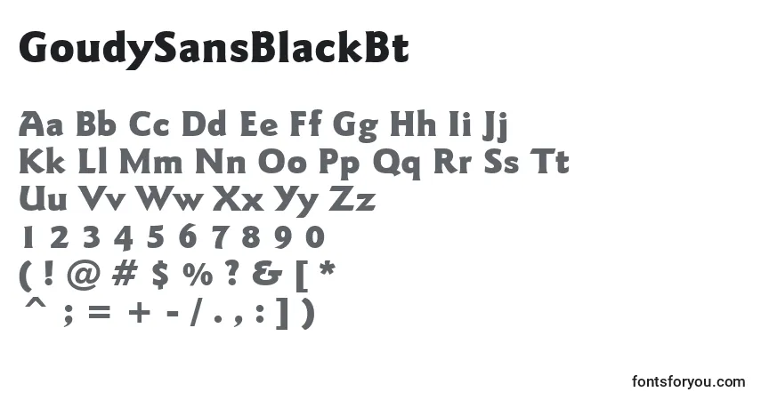 Шрифт GoudySansBlackBt – алфавит, цифры, специальные символы