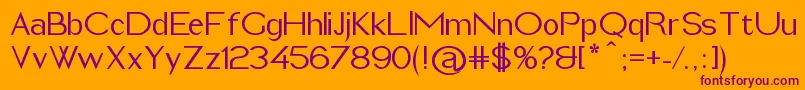 ImeldaMedium-Schriftart – Violette Schriften auf orangefarbenem Hintergrund