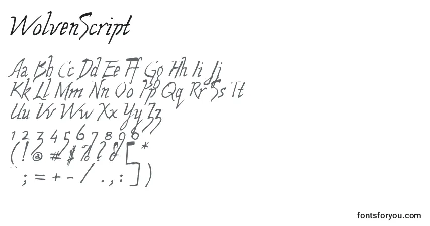 Czcionka WolvenScript – alfabet, cyfry, specjalne znaki