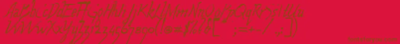 WolvenScript-Schriftart – Braune Schriften auf rotem Hintergrund