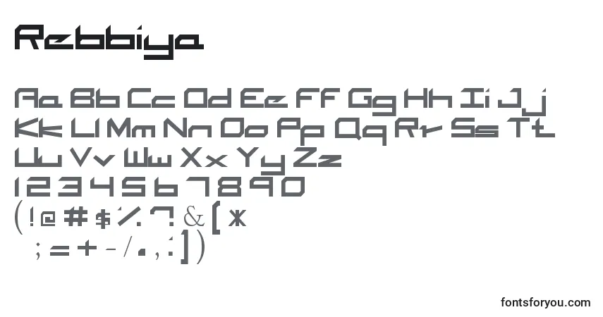 Schriftart Rebbiya – Alphabet, Zahlen, spezielle Symbole